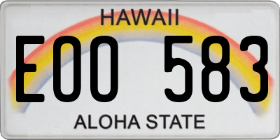 HI license plate EOO583