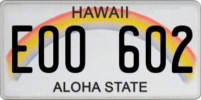 HI license plate EOO602