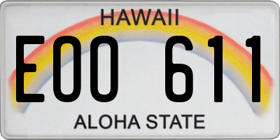 HI license plate EOO611