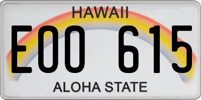 HI license plate EOO615