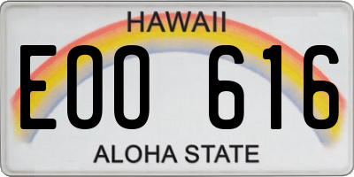 HI license plate EOO616