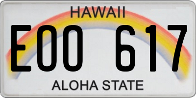 HI license plate EOO617