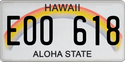 HI license plate EOO618