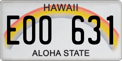 HI license plate EOO631