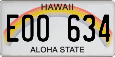 HI license plate EOO634