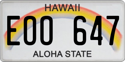 HI license plate EOO647
