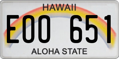 HI license plate EOO651