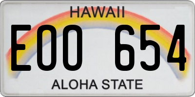 HI license plate EOO654