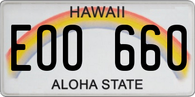 HI license plate EOO660