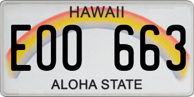 HI license plate EOO663