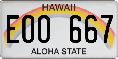 HI license plate EOO667