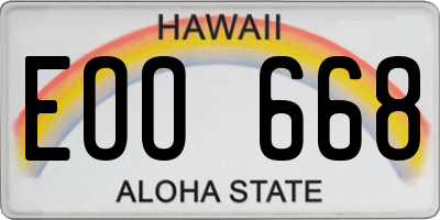 HI license plate EOO668