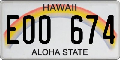 HI license plate EOO674