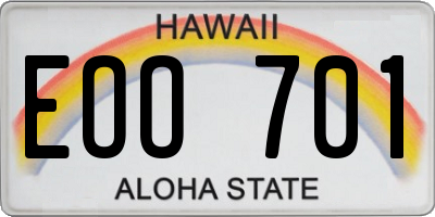 HI license plate EOO701