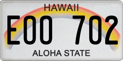 HI license plate EOO702