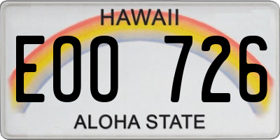 HI license plate EOO726