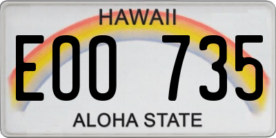 HI license plate EOO735