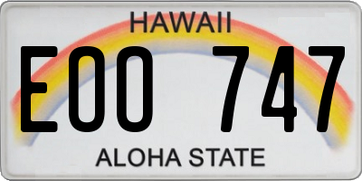 HI license plate EOO747