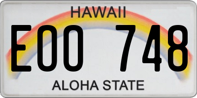 HI license plate EOO748