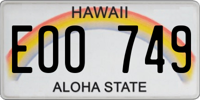 HI license plate EOO749