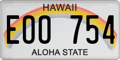 HI license plate EOO754