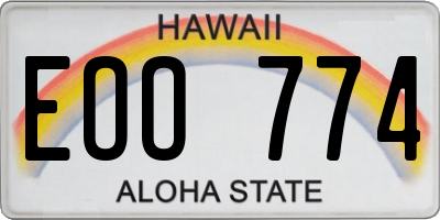 HI license plate EOO774