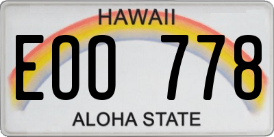HI license plate EOO778