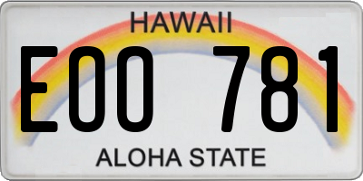 HI license plate EOO781