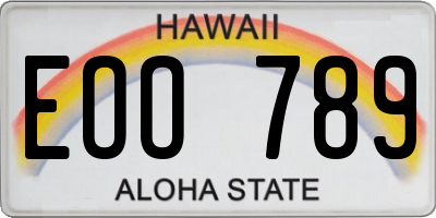 HI license plate EOO789