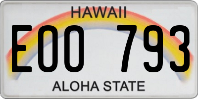 HI license plate EOO793