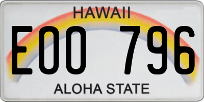 HI license plate EOO796