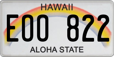 HI license plate EOO822