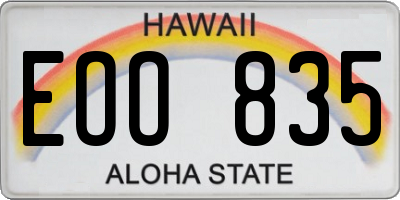 HI license plate EOO835