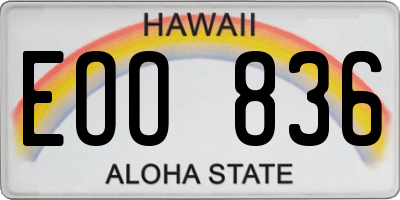 HI license plate EOO836