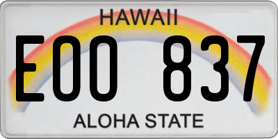 HI license plate EOO837