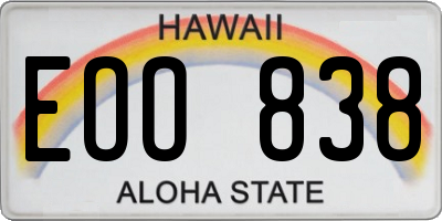 HI license plate EOO838