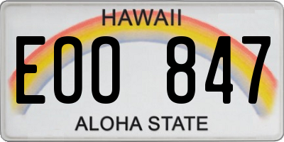 HI license plate EOO847
