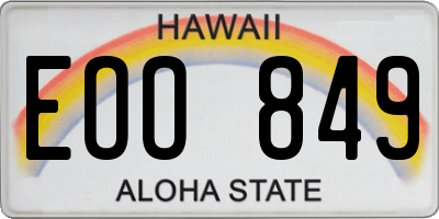 HI license plate EOO849
