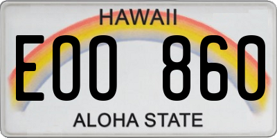 HI license plate EOO860