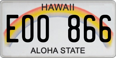 HI license plate EOO866