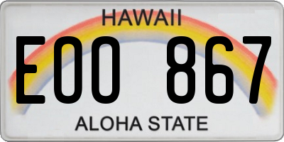 HI license plate EOO867