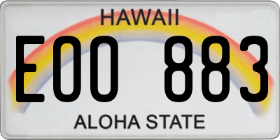 HI license plate EOO883