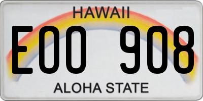 HI license plate EOO908