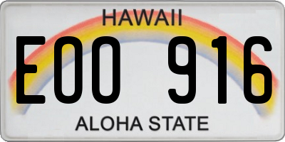 HI license plate EOO916