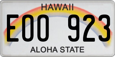 HI license plate EOO923