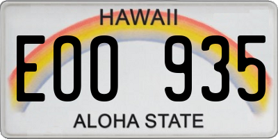 HI license plate EOO935