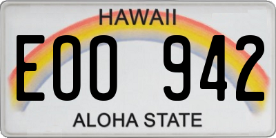 HI license plate EOO942