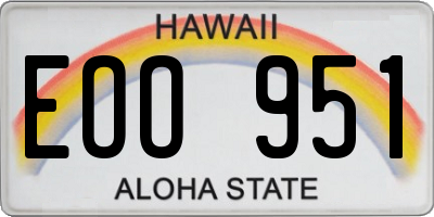 HI license plate EOO951