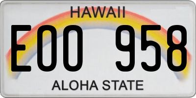 HI license plate EOO958