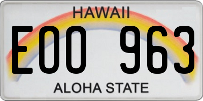 HI license plate EOO963